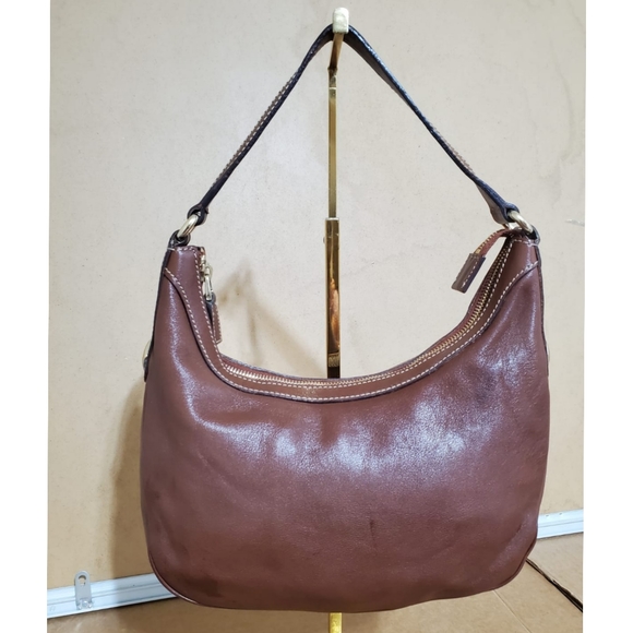 GUCCI Cognac Calfskin Leather Small Hobo Bag